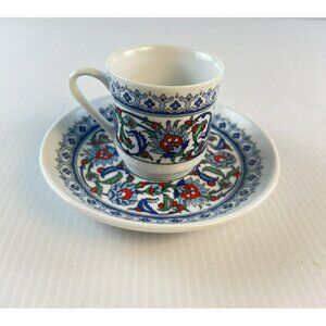 Turkish Tea Cup & Saucer Porcelain Gural Porselents #10850 025 Dainty Vtg